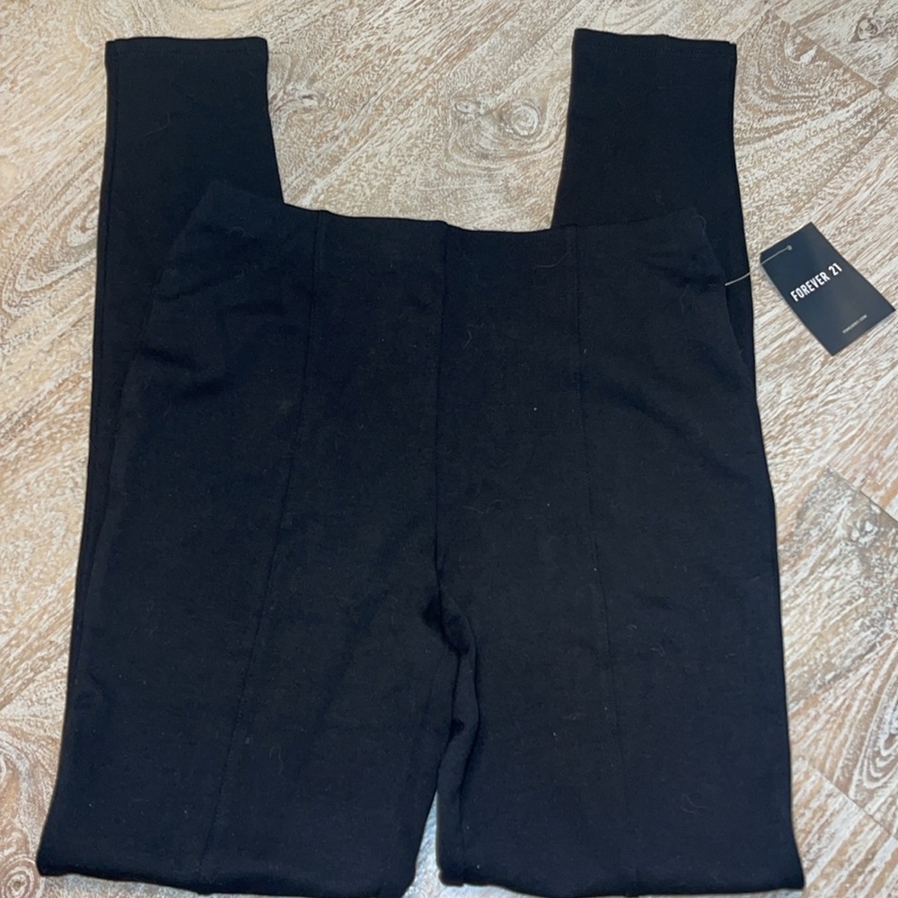 NWT FOREVER 21 WOMEN HIGH WAISTED BLACK RAYON POLYESTER SPANDEX LEGGING SIZE S